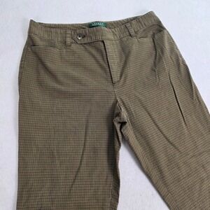 Lauren Ralph Lauren Women 10 Adelle Pants Brown Houndstooth Excellent Straight